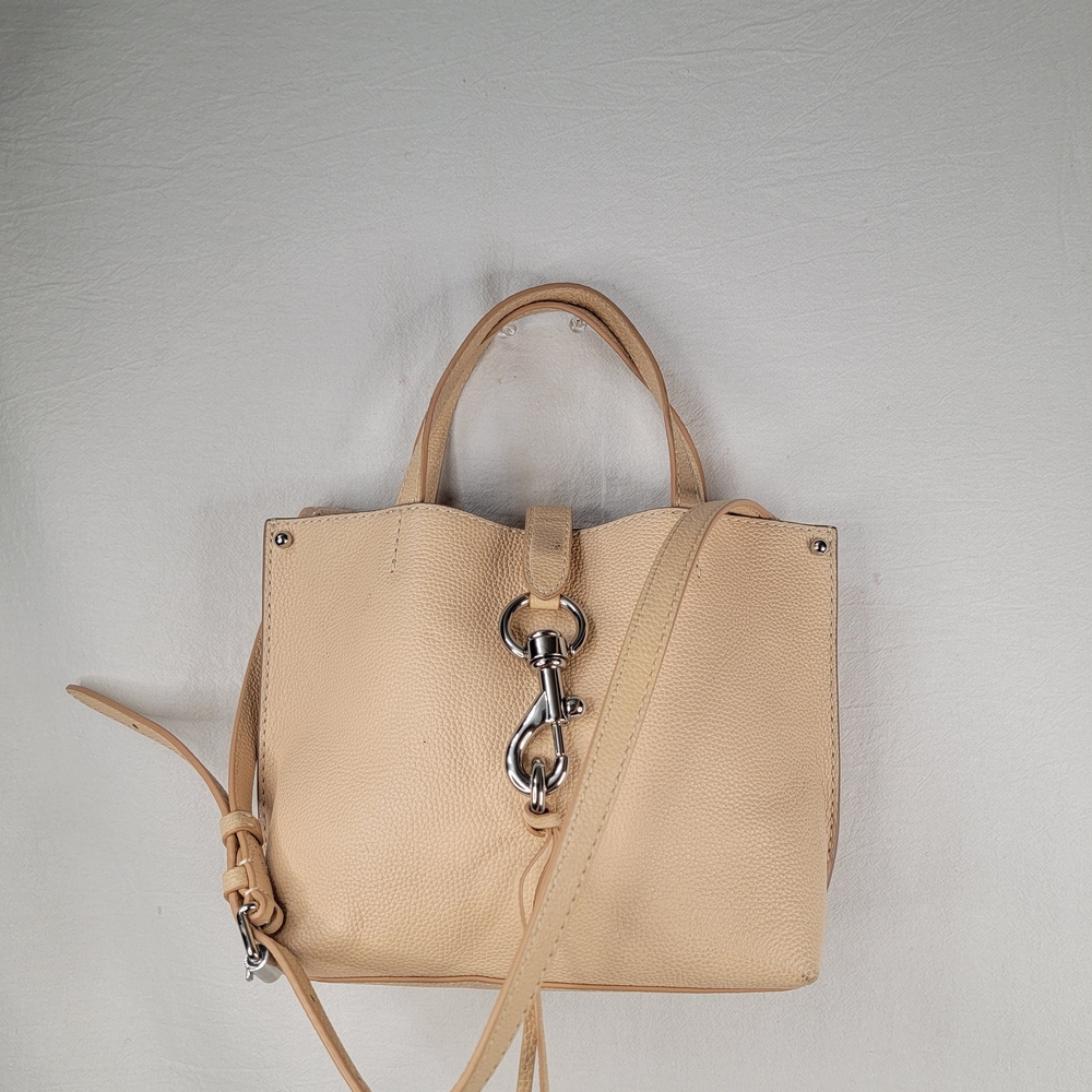 ​Rebecca Minkoff Mini MAB Tote Crossbody Bag Beige Leather Silver Hardware